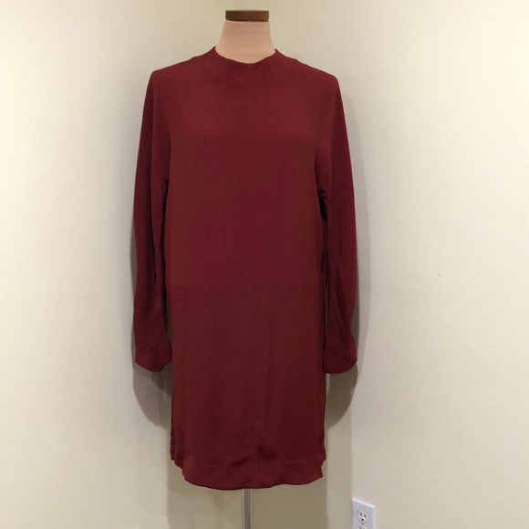 COS Sheath Dress Size 12 Dark Red Burgundy Long Sleeve - Picture 2 of 9